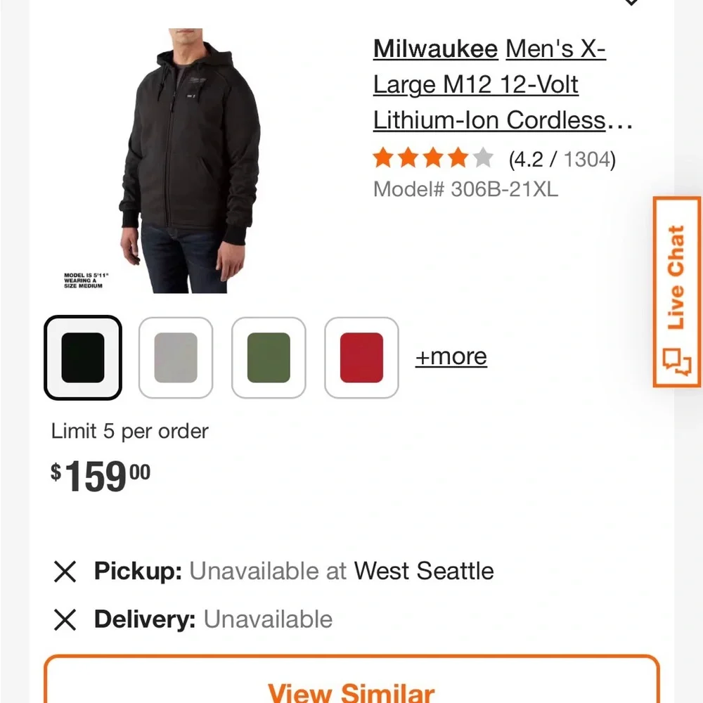 Milwaukee Gray Zip-Up Hoodie with Charger (battery not included) - Picture 9 of 9